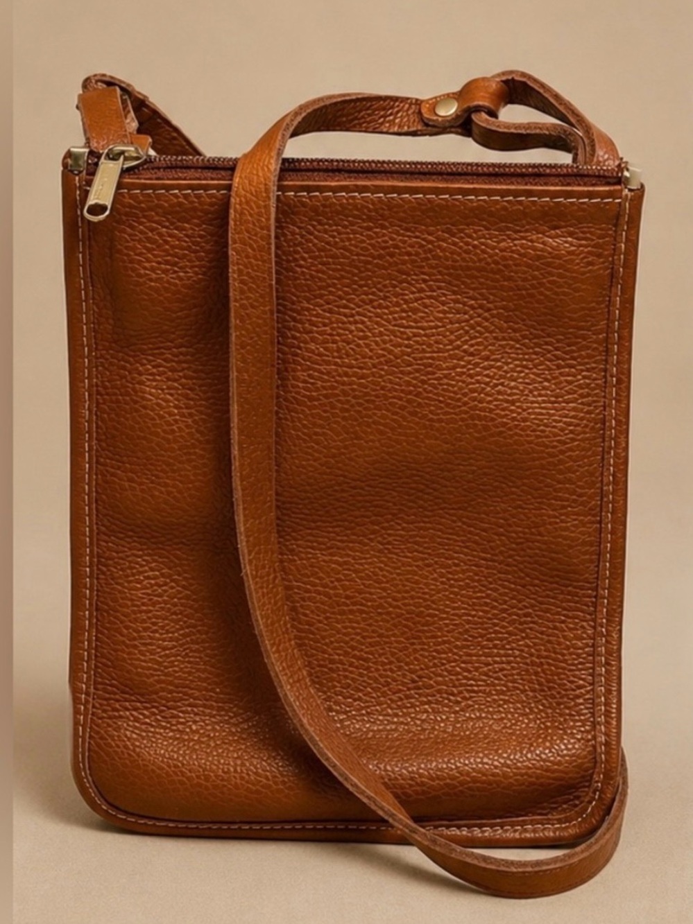 Elisa Nepi Made in Italy Cognac Pebbled Leather Bag